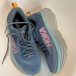 Hoka Bondi 8 blue ombré pink logo women’s size 8 shadow / dusk colorway